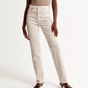 Abercrombie 26 Regular Cream/white 90s Ultra high waist straight leg denim jeans